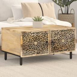 Berkfield Home Coffee Table 80x50x40 cm Solid Wood Mango in Brown - Size: 80 x 50 x 40 cm - thumbnail 1