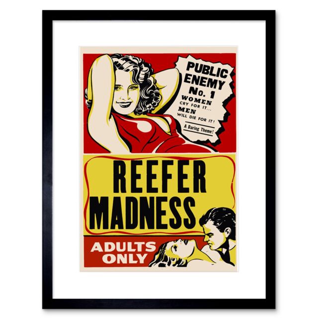 "Artery8 Wall Art Print Reefer Madness Vintage Movie Advertising Framed in Black - Size: W7"" x H9""" - image 1