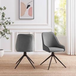 FurnitureboxUK 2x Beaumont Grey Fabric Swivel Dining Chairs - thumbnail 2