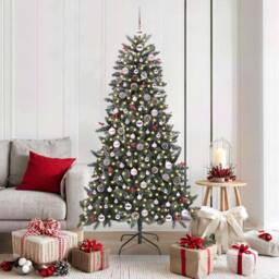 Berkfield Home Modern Artificial Christmas Tree with 300 LEDs Green 99 x 99 x 180 cm - thumbnail 2