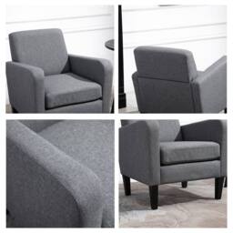 Wyld Haus Sesuma Set of 2 Dove Grey Modern Accent Armchairs with Black Legs - thumbnail 8