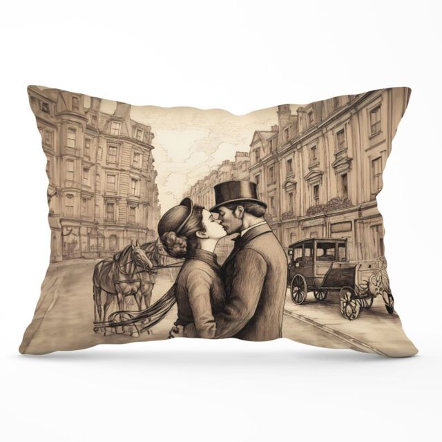 Warren Reed - Designer Sharing A Kiss Cushions in Black - Size: 33 cm x 48 cm - image 1