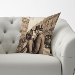Warren Reed - Designer Sharing A Kiss Cushions in Black - Size: 33 cm x 48 cm - thumbnail 3