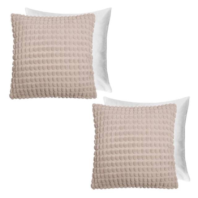 OHS 2 Pack Bobble Filled Cushion Covers Home Decor Set in Natural - Size: 45 cm x 45 cm - image 1