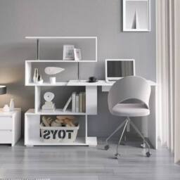 EONLION L-Shaped Computer Desk Corner in White - Size: 100 cm - thumbnail 5