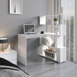 EONLION L-Shaped Computer Desk Corner in White - Size: 100 cm - thumbnail 3