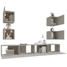 Berkfield Home Classic 6 Piece TV Cabinet Set Concrete Grey Engineered Wood - thumbnail 5