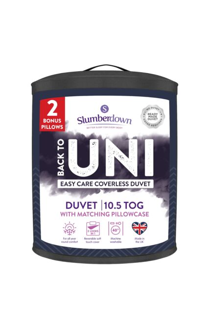 Slumberdown Back to Uni Embossed Herringbone 10.5 Duvet, 2 Medium Pillows in Navy - Size: Single - image 1