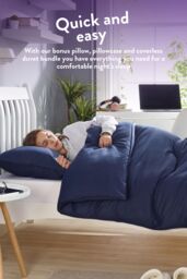 Slumberdown Back to Uni Embossed Herringbone 10.5 Duvet, 2 Medium Pillows in Navy - Size: Single - thumbnail 2