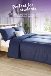 Slumberdown Back to Uni Embossed Herringbone 10.5 Duvet, 2 Medium Pillows in Navy - Size: Single - thumbnail 3