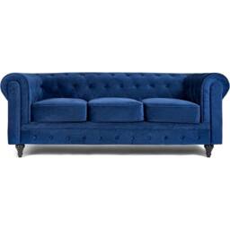 SNUG FURNITURE BIRMINGHAM LTD Belmont Chesterfield 3+2 Velvet Sofa in Blue - thumbnail 2