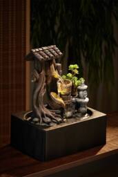 Living and Home Tabletop Fountain Relaxation Water Feature for Home Office Decor in Natural - thumbnail 2