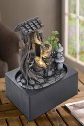 Living and Home Tabletop Fountain Relaxation Water Feature for Home Office Decor in Natural - thumbnail 3