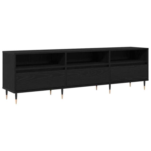 Berkfield Home TV Cabinet Black Oak 150x30x44.5 cm Engineered Wood - image 1