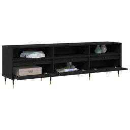 Berkfield Home TV Cabinet Black Oak 150x30x44.5 cm Engineered Wood - thumbnail 3