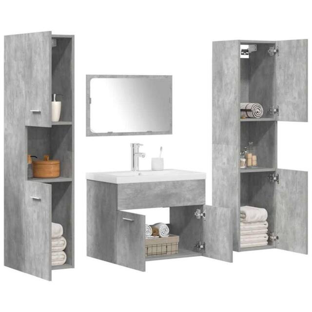 Berkfield Home 5 Piece Bathroom Furniture Set Concrete Grey Engineered Wood - image 1