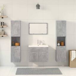 Berkfield Home 5 Piece Bathroom Furniture Set Concrete Grey Engineered Wood - thumbnail 3