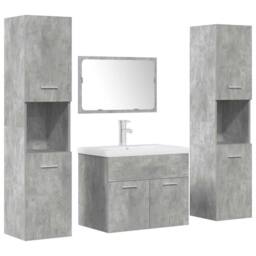 Berkfield Home 5 Piece Bathroom Furniture Set Concrete Grey Engineered Wood - thumbnail 2