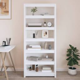 Berkfield Home Beautiful Book Cabinet White 80x35x183 cm Solid Wood Pine - Size: 80 x 35 x 183 cm - thumbnail 2