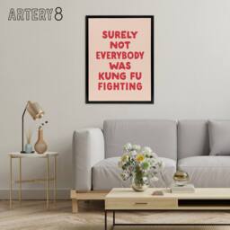 "Artery8 Surely Not Everybody Kung Fu Fighting Pink Funny Framed Canvas Art - Size: W12"" x H16""" - thumbnail 3