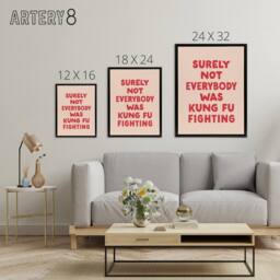 "Artery8 Surely Not Everybody Kung Fu Fighting Pink Funny Framed Canvas Art - Size: W12"" x H16""" - thumbnail 4