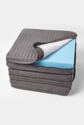 Homescapes Quilted Polyester 3 Seater Orthopaedic Booster Cushion Cover in Grey - thumbnail 1