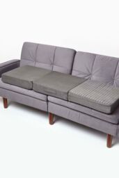 Homescapes Quilted Polyester 3 Seater Orthopaedic Booster Cushion Cover in Grey - thumbnail 2