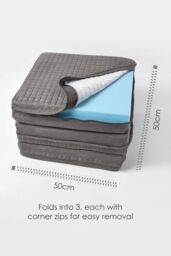 Homescapes Quilted Polyester 3 Seater Orthopaedic Booster Cushion Cover in Grey - thumbnail 4