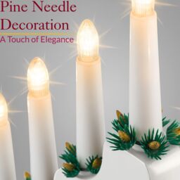 Christow Christmas Candle Bridge Light 7 LED Battery Operated Wooden Decoration L37cm in White - thumbnail 3
