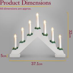 Christow Christmas Candle Bridge Light 7 LED Battery Operated Wooden Decoration L37cm in White - thumbnail 5
