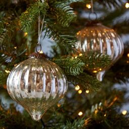 Paper High Set of 2 Large Silver Antique Effect Glass Baubles - thumbnail 1