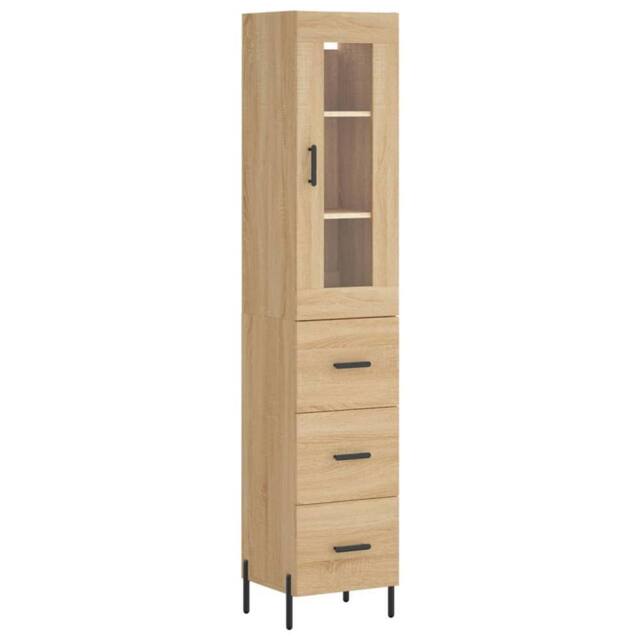 Berkfield Home Highboard Sonoma Oak 34.5x34x180 cm Engineered Wood in Brown - image 1
