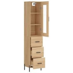 Berkfield Home Highboard Sonoma Oak 34.5x34x180 cm Engineered Wood in Brown - thumbnail 4