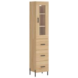 Berkfield Home Highboard Sonoma Oak 34.5x34x180 cm Engineered Wood in Brown - thumbnail 1