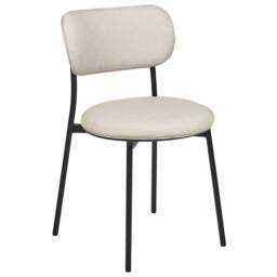 Wyld and Coco Beige Polyester Armless Dining Chairs Set 2 Painted Iron Legs Compact - thumbnail 3