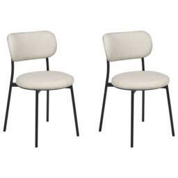 Wyld and Coco Beige Polyester Armless Dining Chairs Set 2 Painted Iron Legs Compact - thumbnail 2