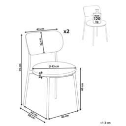 Wyld and Coco Beige Polyester Armless Dining Chairs Set 2 Painted Iron Legs Compact - thumbnail 4