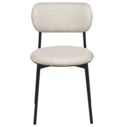 Wyld and Coco Beige Polyester Armless Dining Chairs Set 2 Painted Iron Legs Compact - thumbnail 5