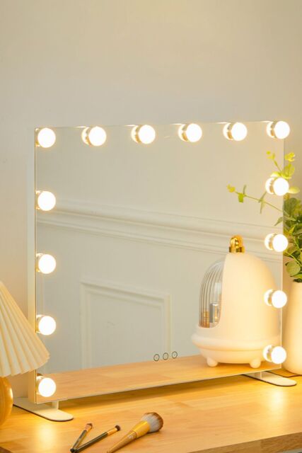 Living and Home Large Hollywood Makeup Mirror with LED Bulbs 3 Color Lighting Modes Vanity Mirror in Natural - image 1