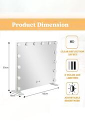 Living and Home Large Hollywood Makeup Mirror with LED Bulbs 3 Color Lighting Modes Vanity Mirror in Natural - thumbnail 6