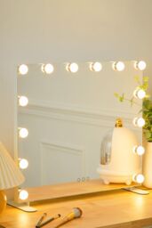 Living and Home Large Hollywood Makeup Mirror with LED Bulbs 3 Color Lighting Modes Vanity Mirror in Natural