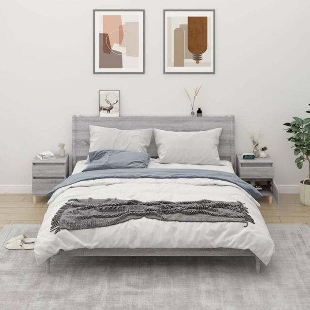Berkfield Home Bedside Cabinets 2 pcs Grey Sonoma 40x35x50 cm - Size: 40 x 35 x 50 cm - image 1