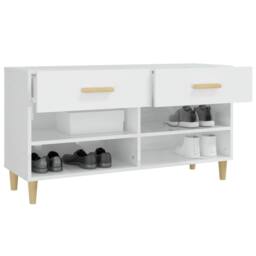 Berkfield Home Shoe Cabinet High Gloss White 102x35x55 cm Engineered Wood - Size: 102 x 35 x 55 cm - thumbnail 5