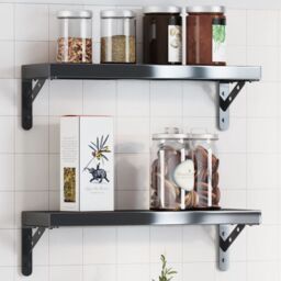 Berkfield Home Shelf Brackets 4 pcs 15x2.5x11.5 cm Black Stainless Steel - thumbnail 1
