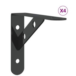 Berkfield Home Shelf Brackets 4 pcs 15x2.5x11.5 cm Black Stainless Steel - thumbnail 2