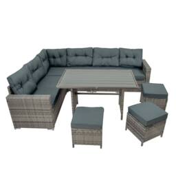 Monstershop Rattan Corner Set With Composite Table - Grey