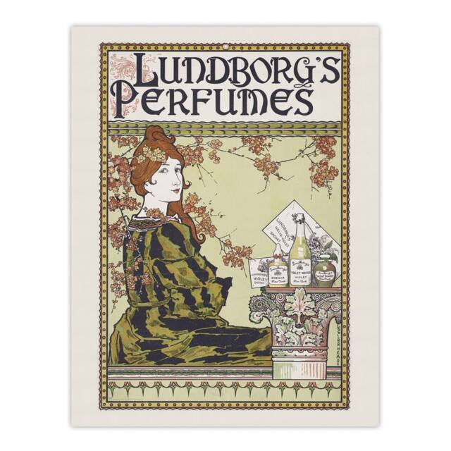 "Artery8 Louis Rhead Lundborgs Art Nouveau Vintage Advert Wall Art Print in Green - Size: W12"" x H16""" - image 1