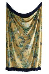 Laurence Llewelyn-Bowen 'Cotswold Fantasia' Soft Touch Floral Print Velvet Throw in Gold - Size: 130 cm x 180 cm - thumbnail 2