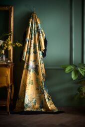 Laurence Llewelyn-Bowen 'Cotswold Fantasia' Soft Touch Floral Print Velvet Throw in Gold - Size: 130 cm x 180 cm