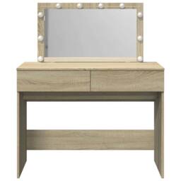 Berkfield Home Beautiful Dressing Table with LED Sonoma Oak 100x40x120 cm in Light Tan - Size: 100 x 40 x 120 cm - thumbnail 5
